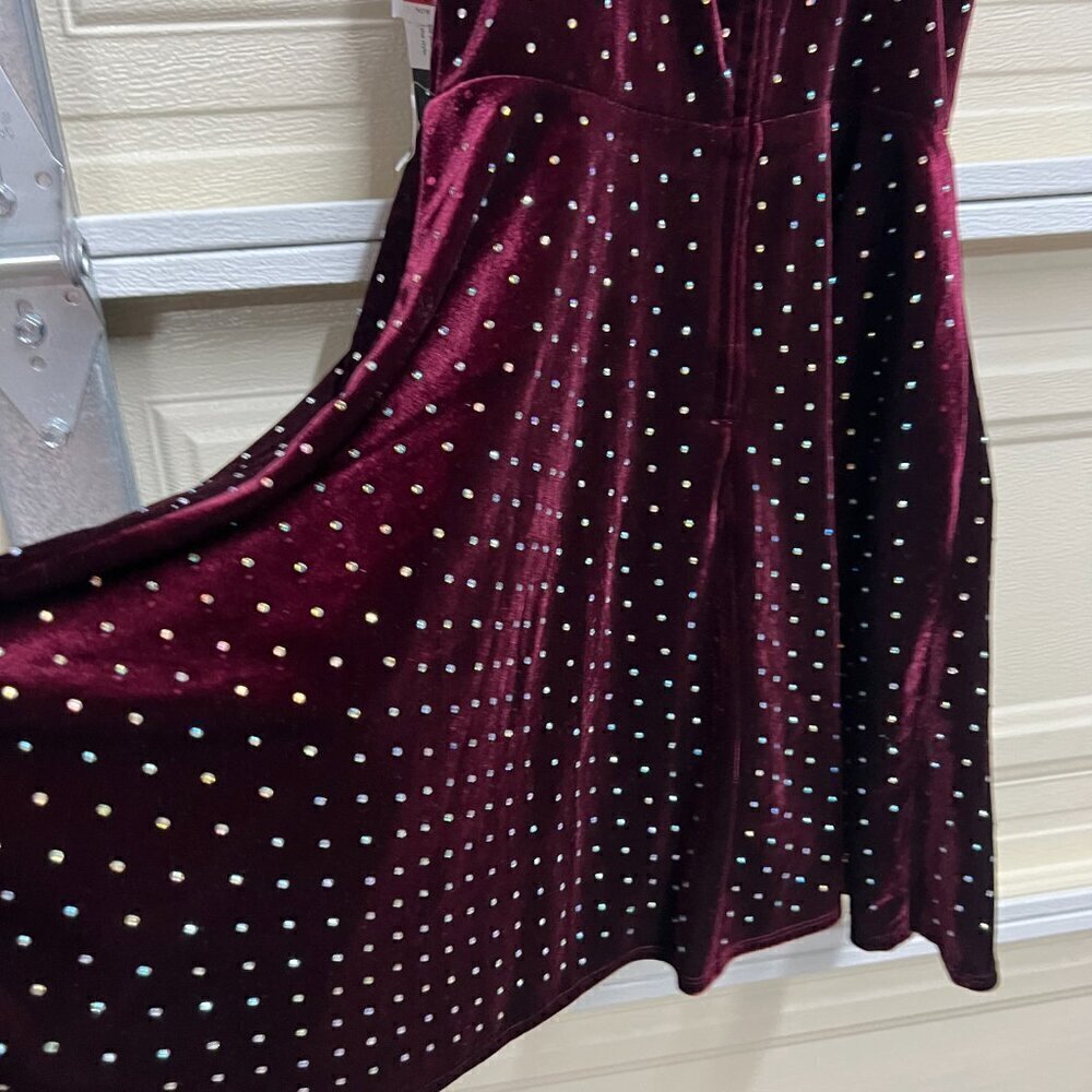 City Studios Junior Sz 5/6 Embellished Velvet Skater Dress Purple - Picture 6 of 12